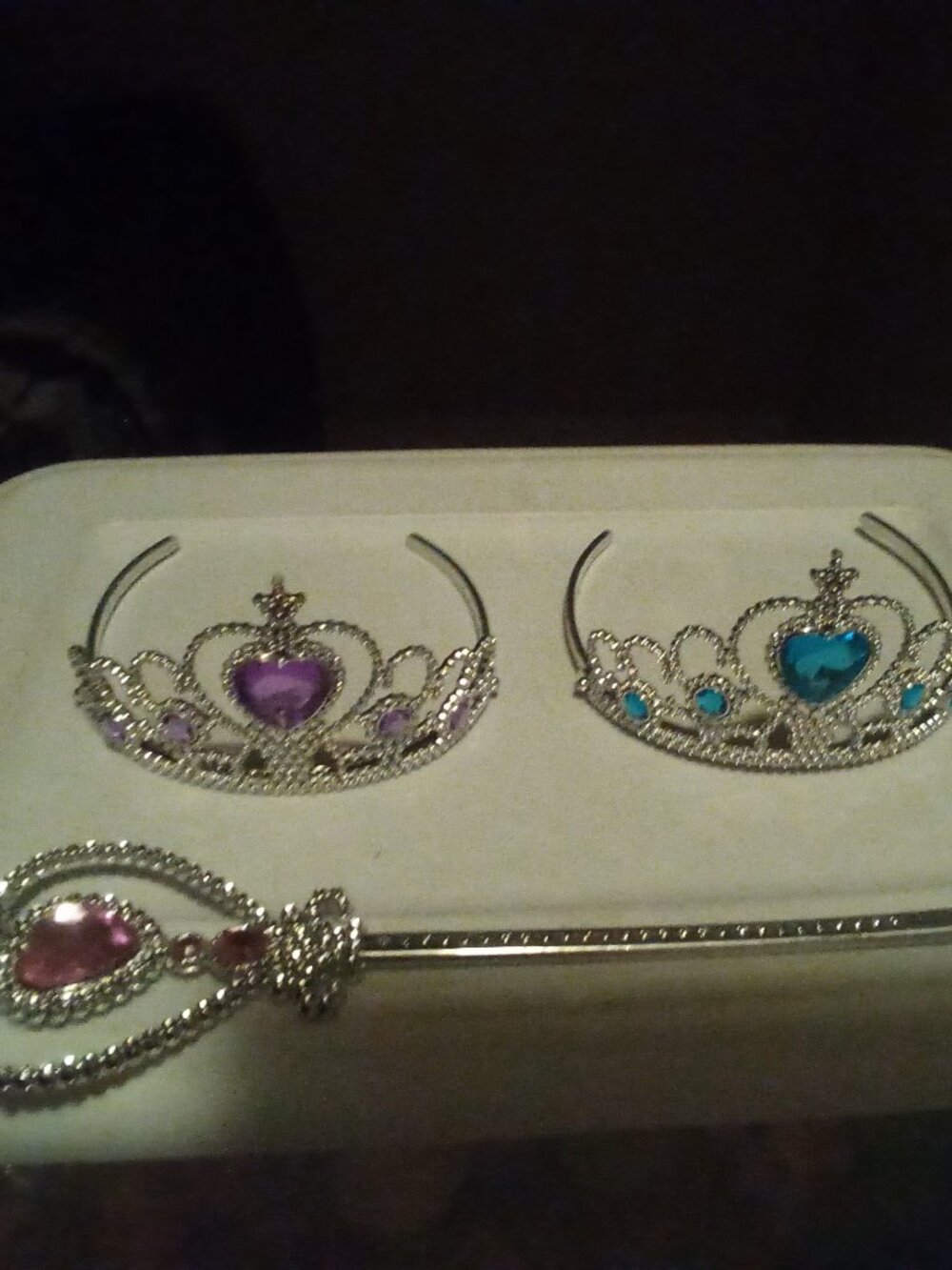 3 Pc Princess Tiara Crown & Jeweled Wand Set